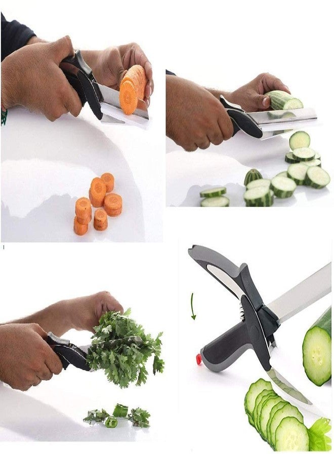 Big Saving hr mart Clever Cutter Stainless Steel 2-in-1 Vegetable and Fruit Chopper 2 in 1 Food Chopper/Slicer/Dicer Vegetable and Fruit Cutter Kitchen, Multicolou - Image 4